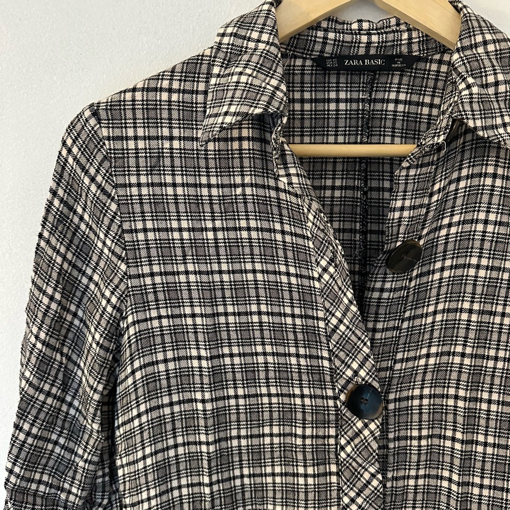 Black and white plaid shirt dress